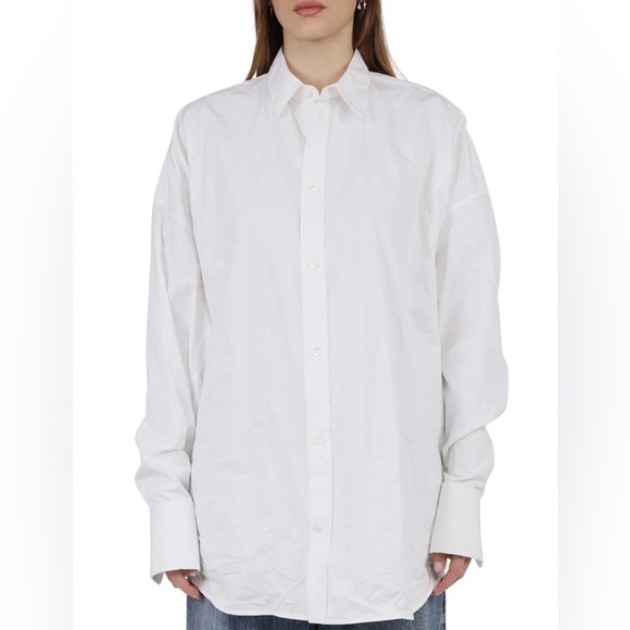 Balenciaga Tops - Balenciaga Cream Buttoned Oversized Shirt